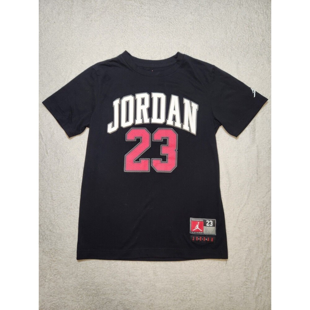 Air Jordan Black Short Sleeve Graphic T-Shirt 23 Flight Logo Boys L 12-13 Years